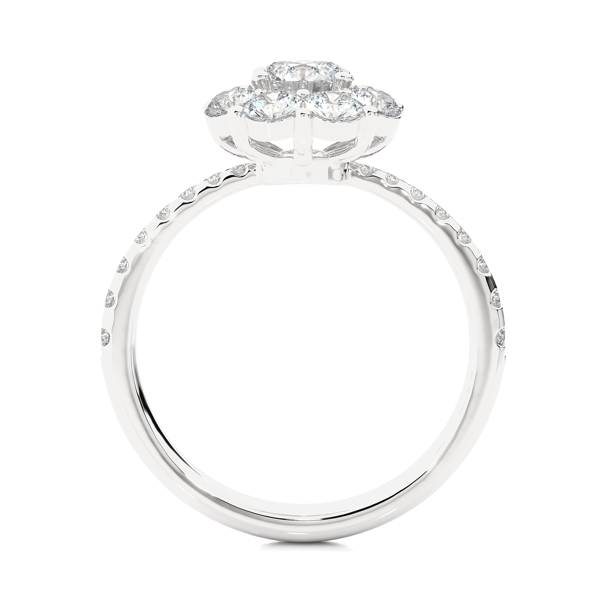14K White Yellow Rose Gold 1.64 Carat Floral Ring Pave Setting Diamond Ring