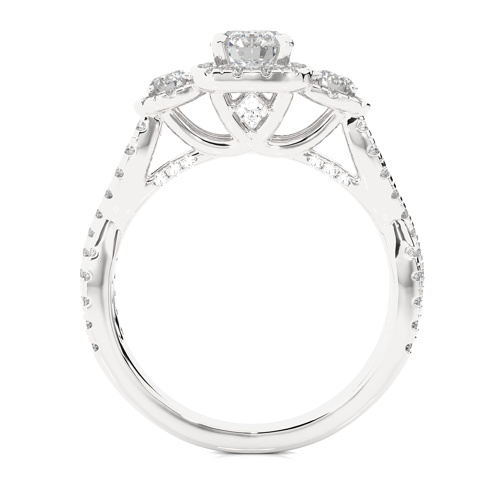 14K White Yellow Rose Gold 14K 1.3 Carat Three Stone Brilliant Round Cut Diamond