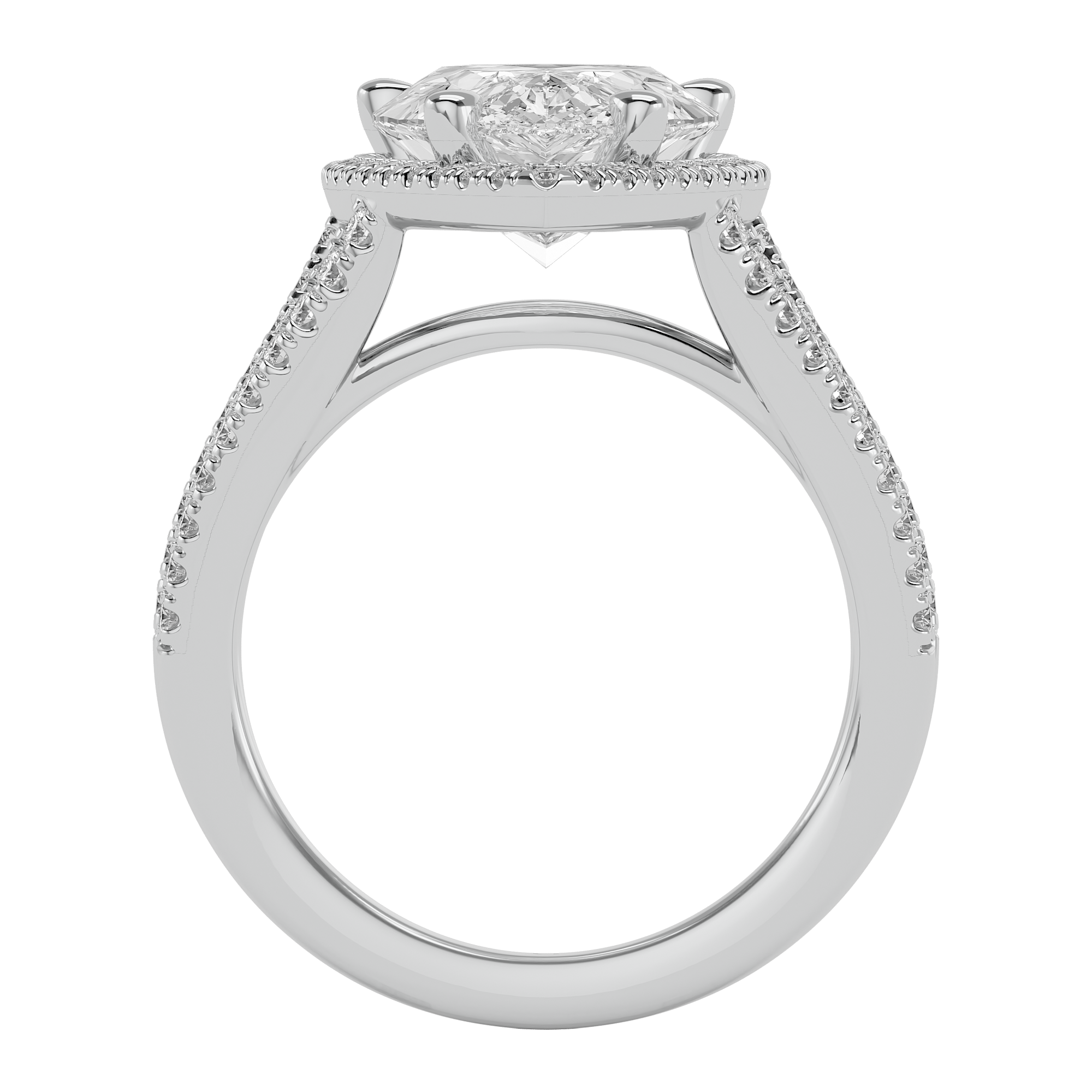 14KT White Gold Exquisite 4.62 Carat Pear Diamond Halo Ring