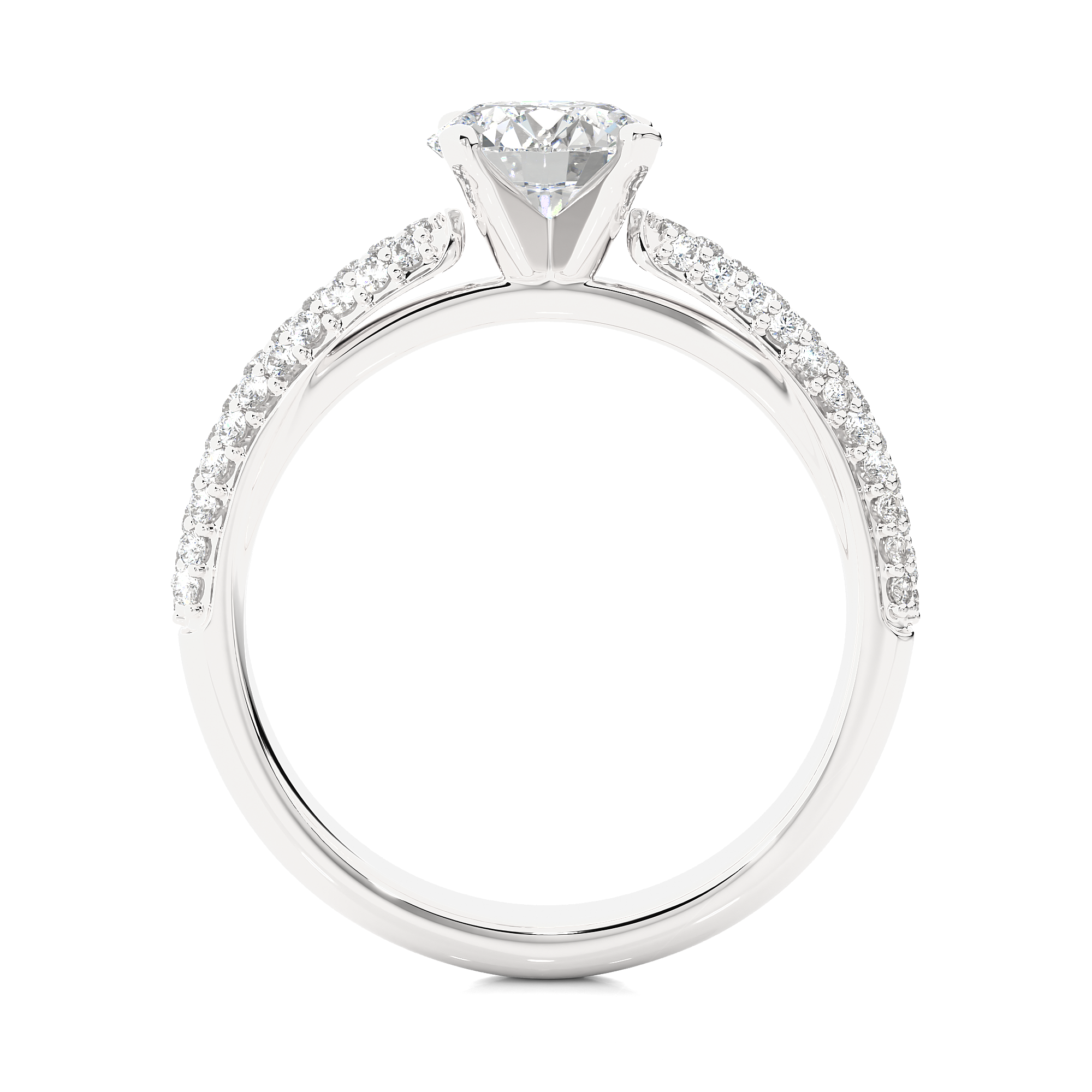14K White Yellow Rose Gold 1.44 Carat Round Cut Micro Pave Diamond Ring