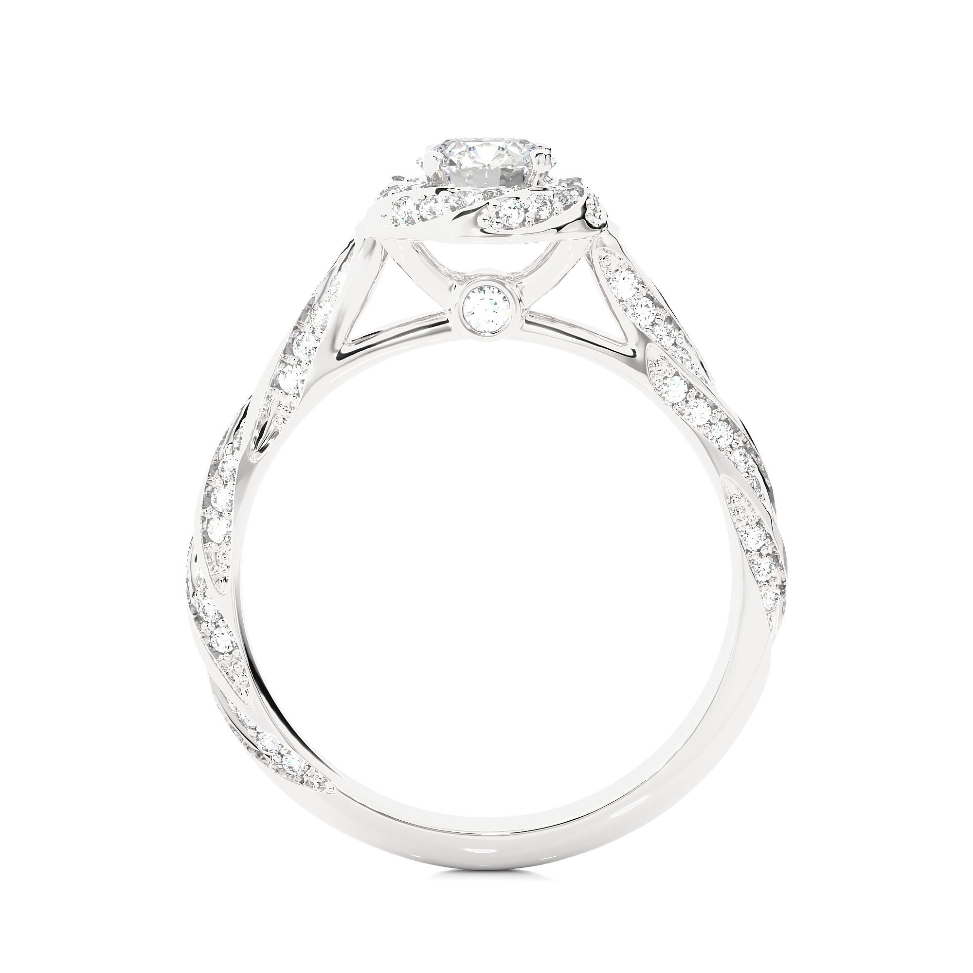 14K White Yellow Rose Gold 0.95 Carat Overlap Pattern Round Diamond Ring