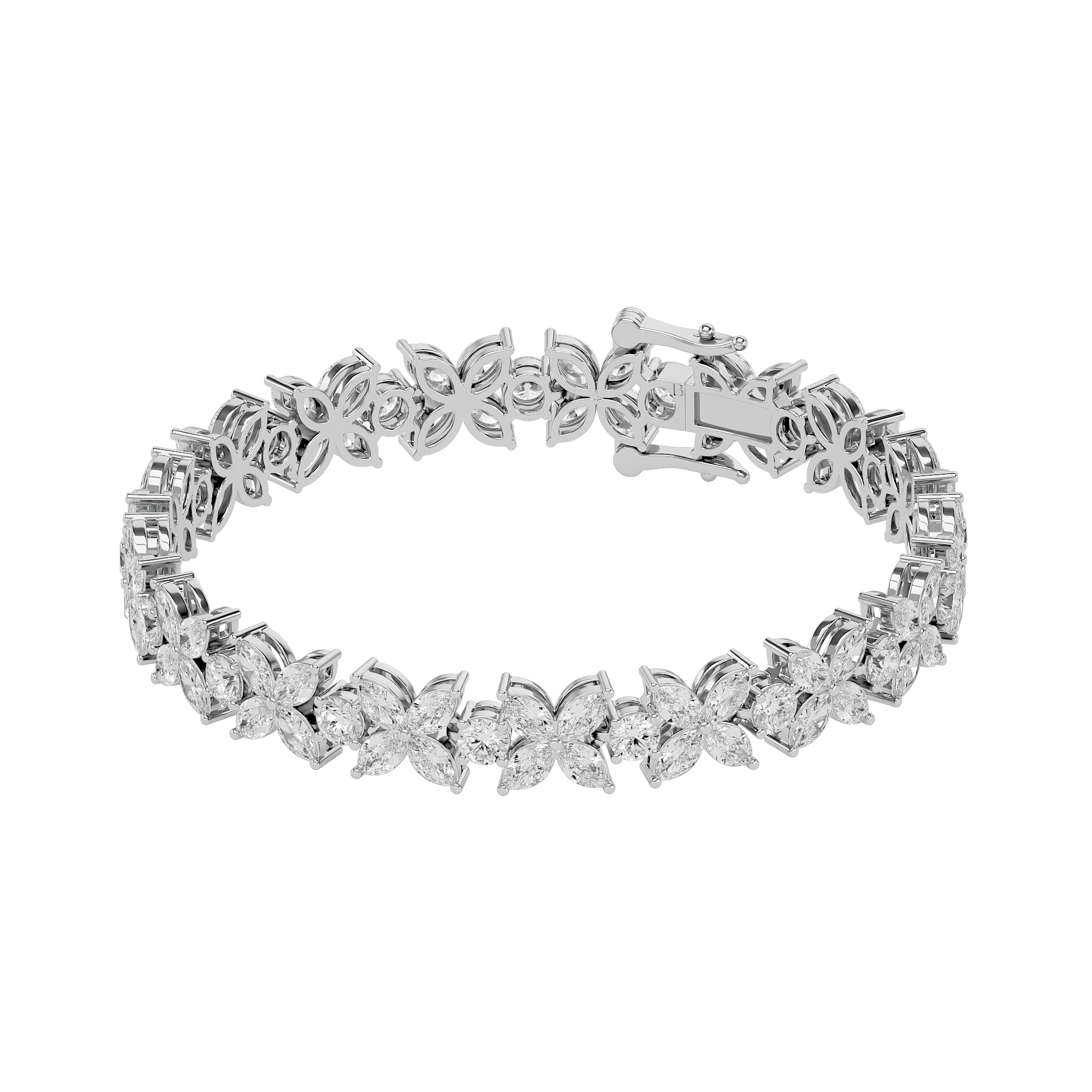 14KT Yellow Gold 10.12 Carat Marquise & Round Cut Diamond Bracelet