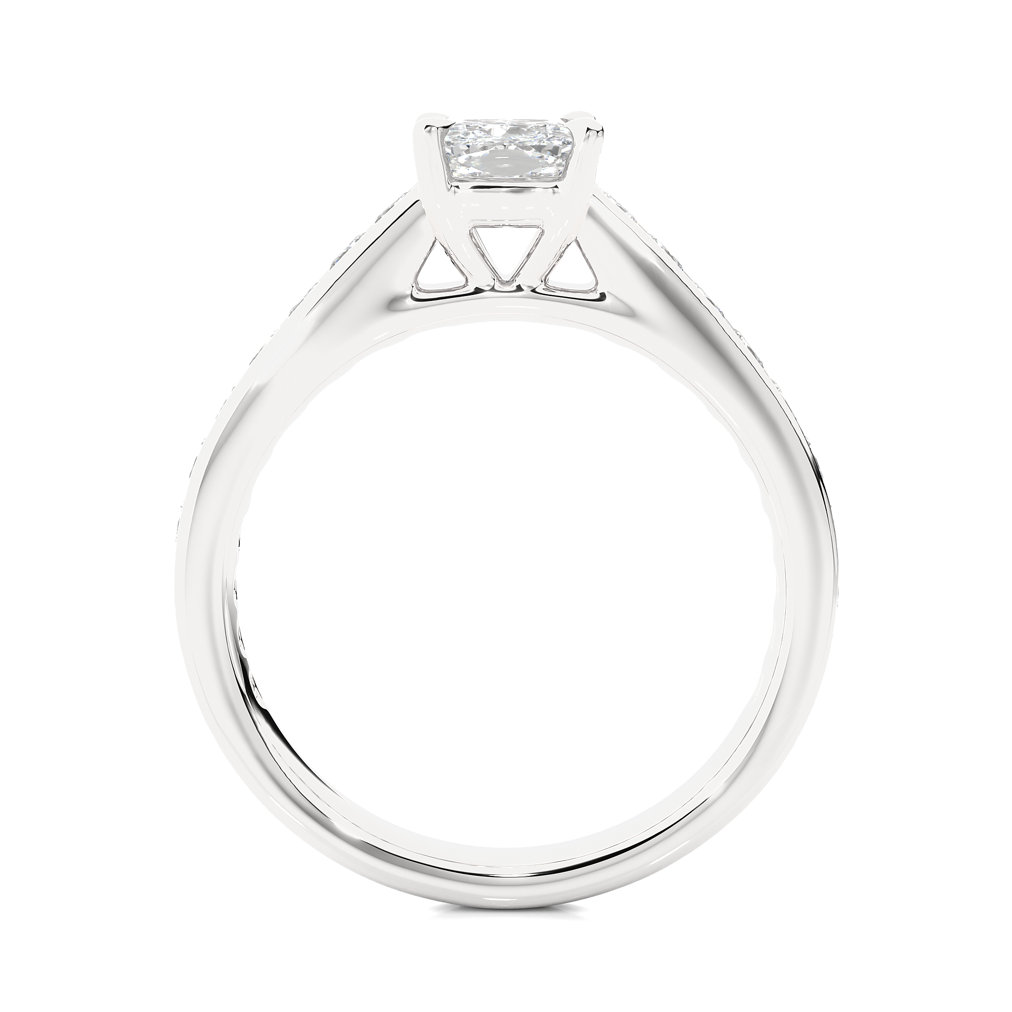 14K White Yellow Rose Gold 1.12 Carat Cushion Solitaire with 20 Side Princess Diamond Ring