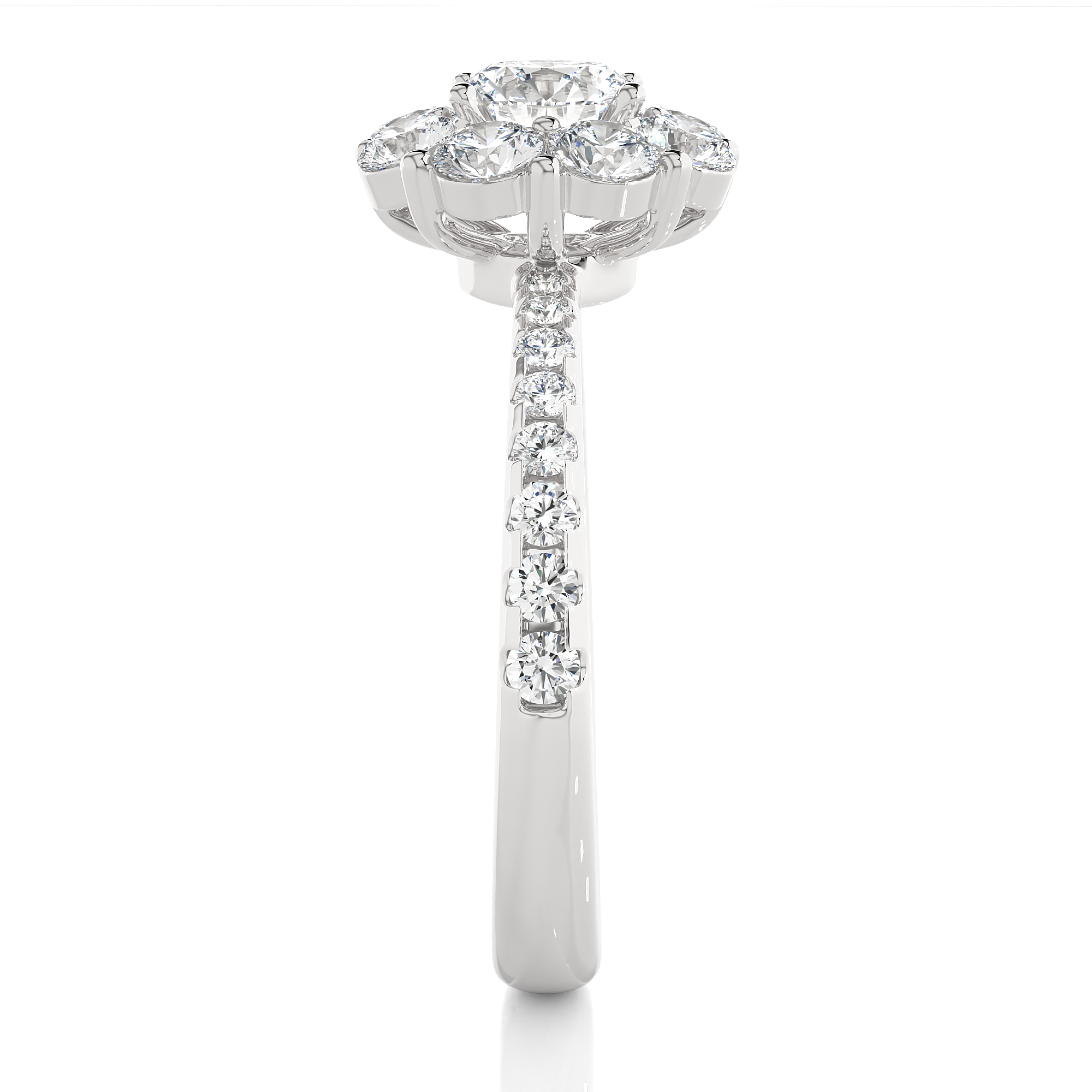 14K White Yellow Rose Gold 1.64 Carat Floral Ring Pave Setting Diamond Ring