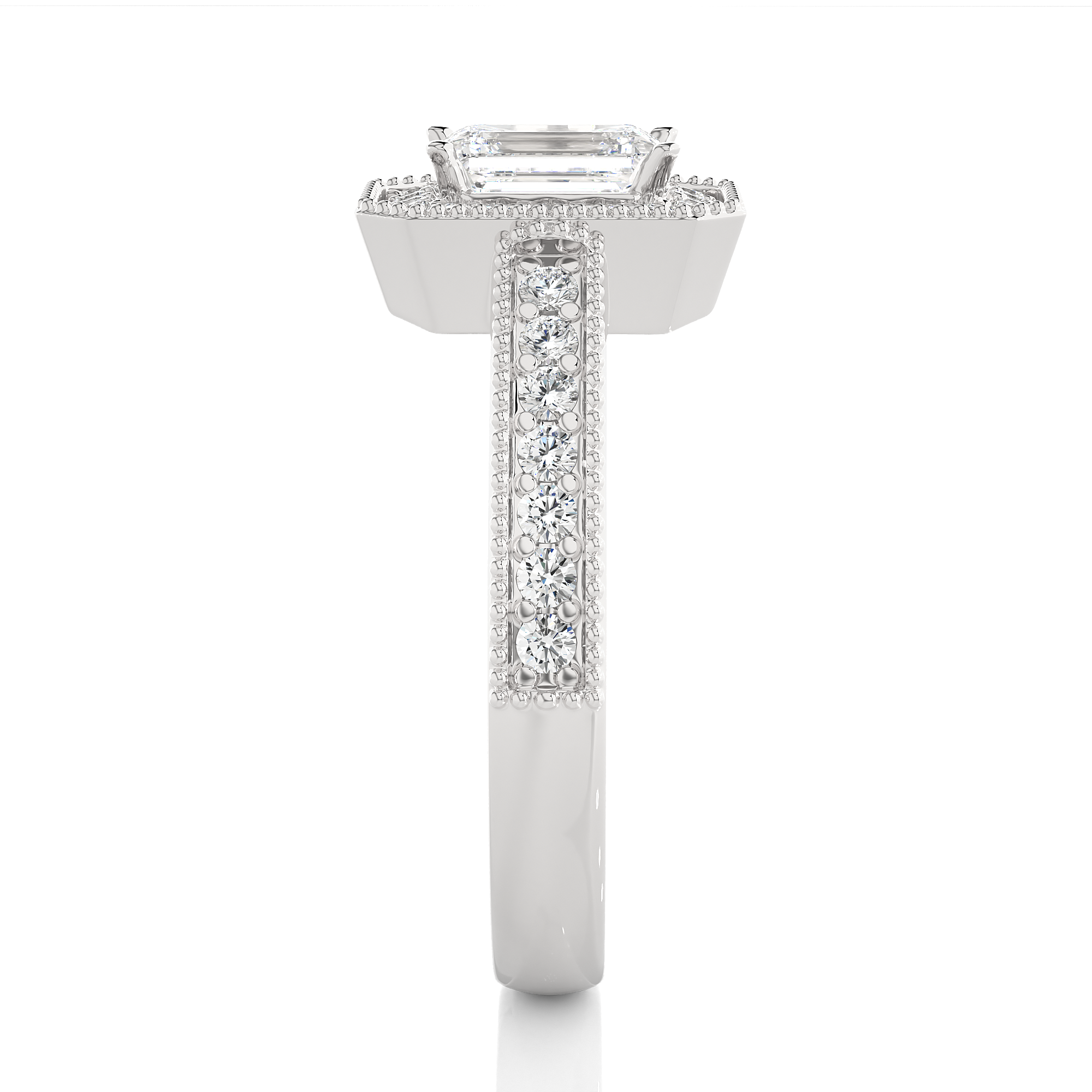 14K White Yellow Rose Gold 1.07 Emerald Halo Diamond Ring