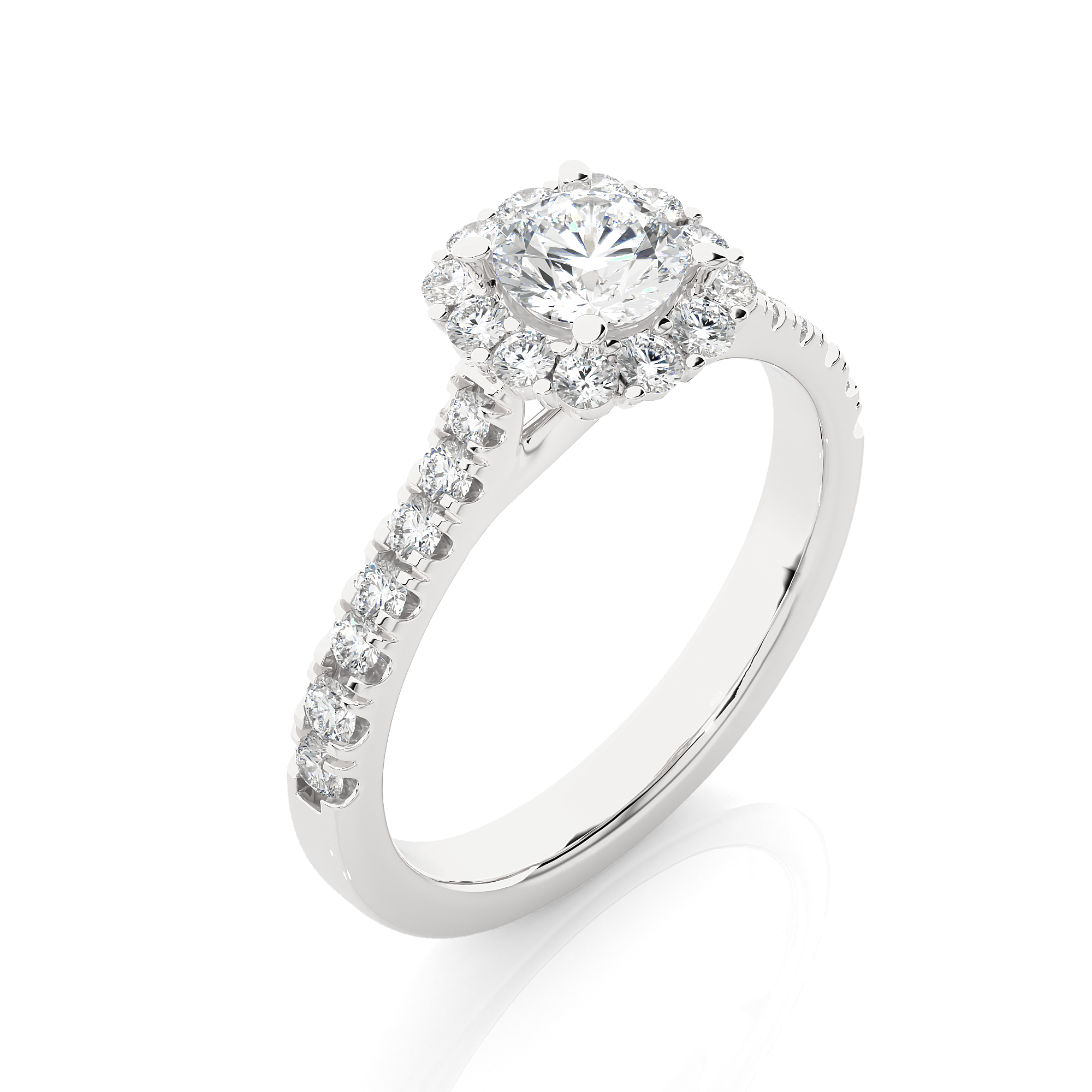 14K White Yellow Rose Gold 1.10 Carat Round Halo Diamond Ring