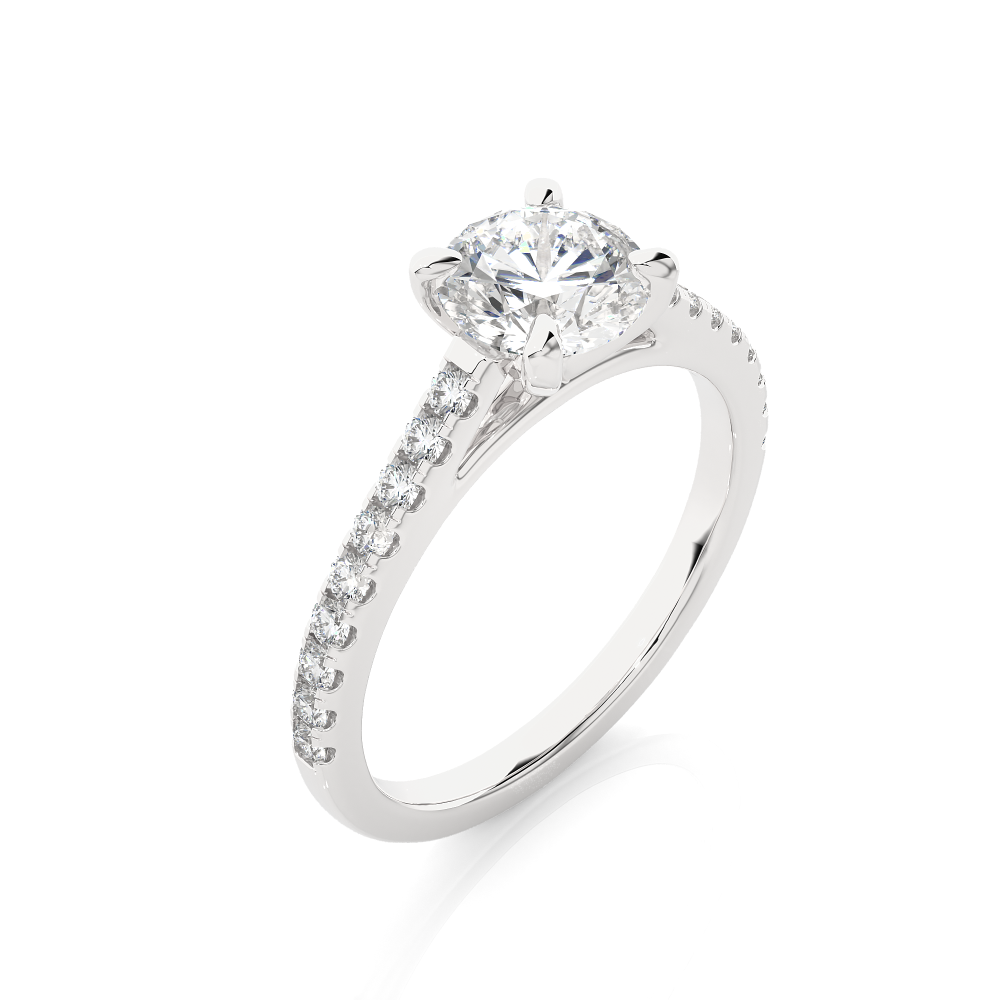 14K White Yellow Rose Gold 1.08 Carat Round Solitaire Diamond Ring
