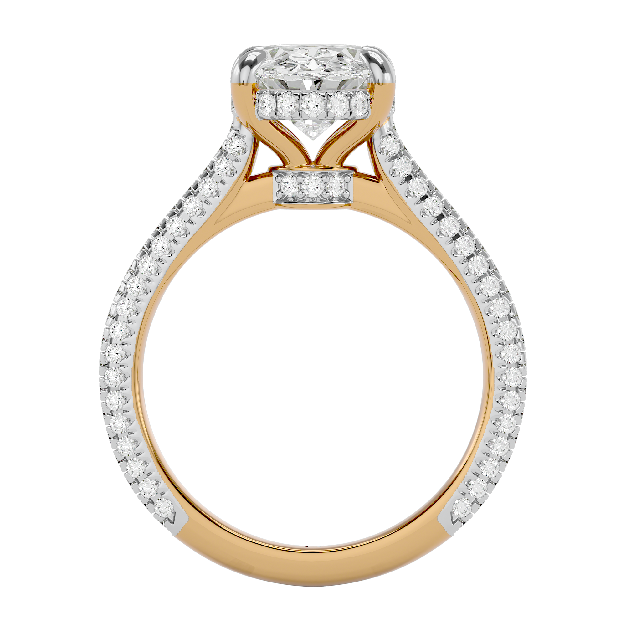 Elegant Oval and Round Diamond Engagement Ring
