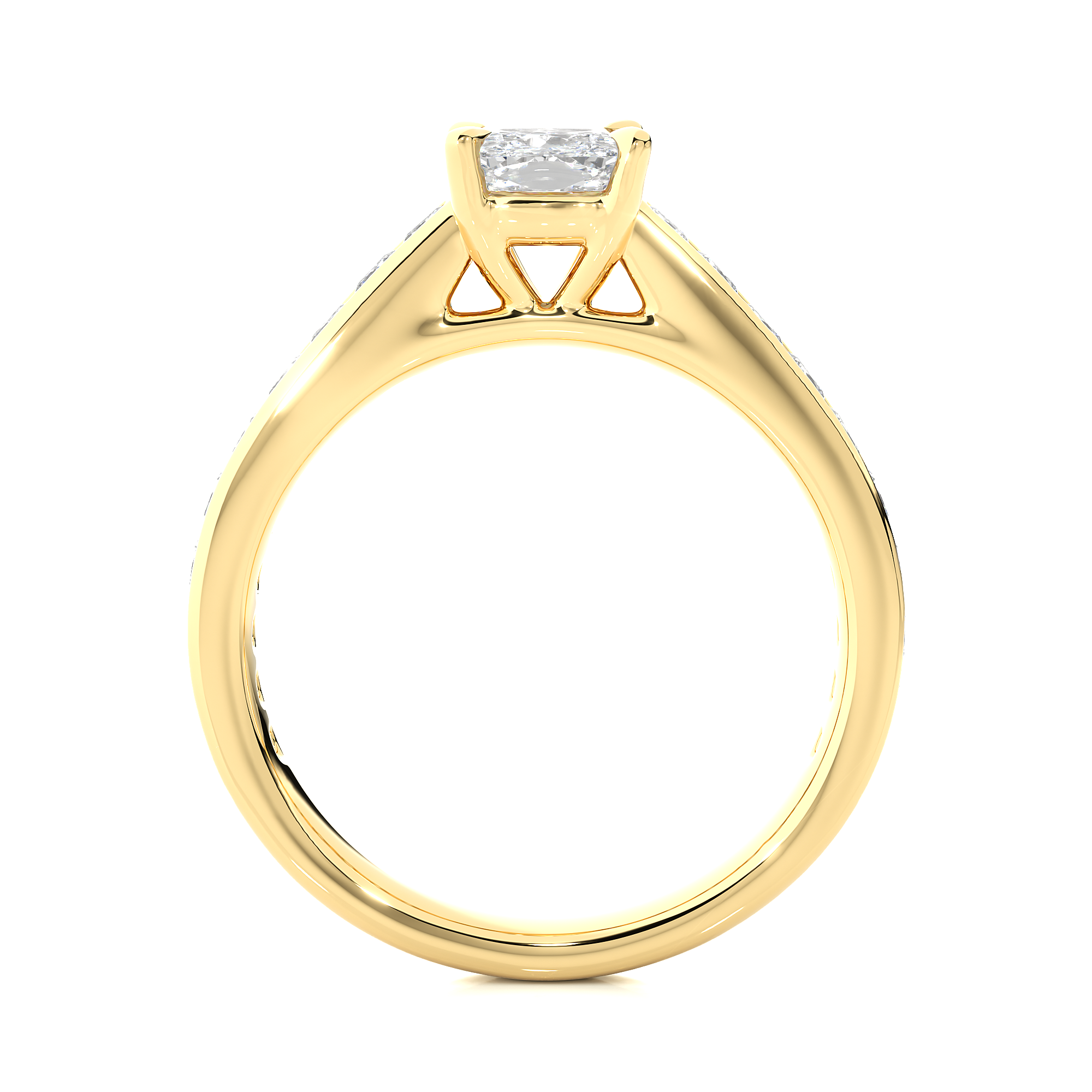 14K White Yellow Rose Gold 1.12 Carat Cushion Solitaire with 20 Side Princess Diamond Ring