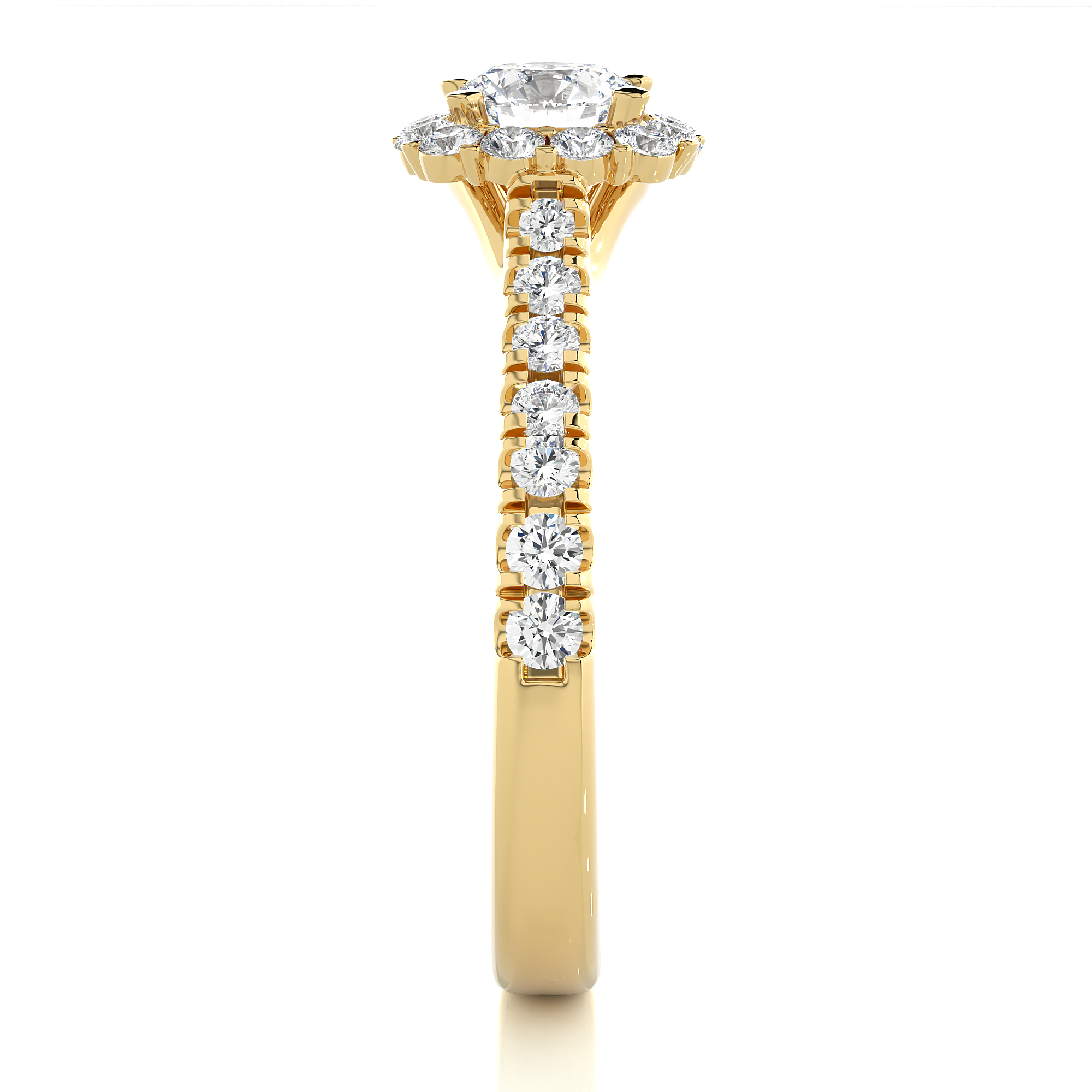 14K White Yellow Rose Gold 1.10 Carat Round Halo Diamond Ring