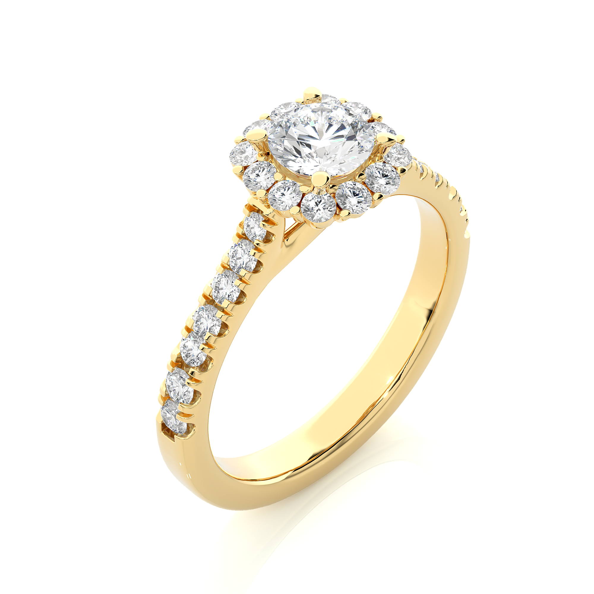 14K White Yellow Rose Gold 1.10 Carat Round Halo Diamond Ring